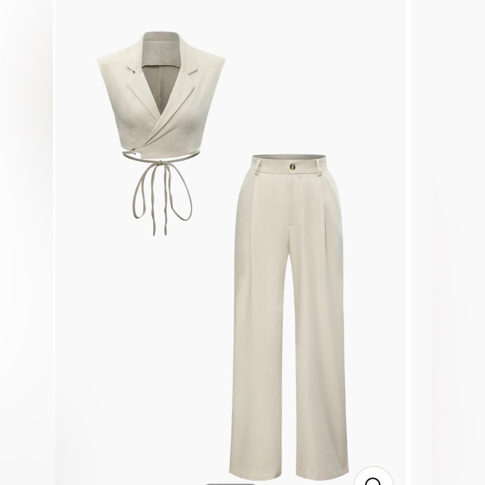 Notched Lapel Tie Back Vest And Straight pant set